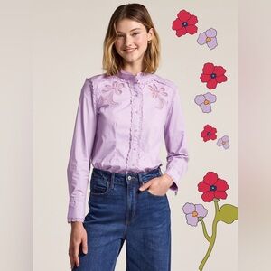 Old Navy X Anna Sui Button Down Appliqué Top